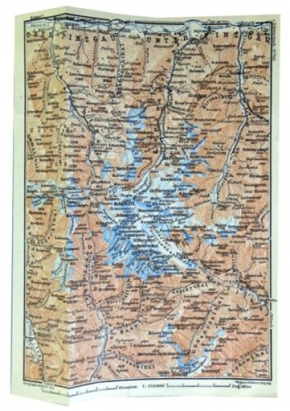 Großglocknergruppe, alte Landkarte von 1931, alter Druck